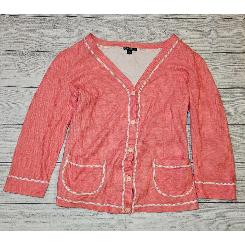 Lafayette 148 New York Cardigan Womens Medium Red‎ Pockets Button Front Classic
